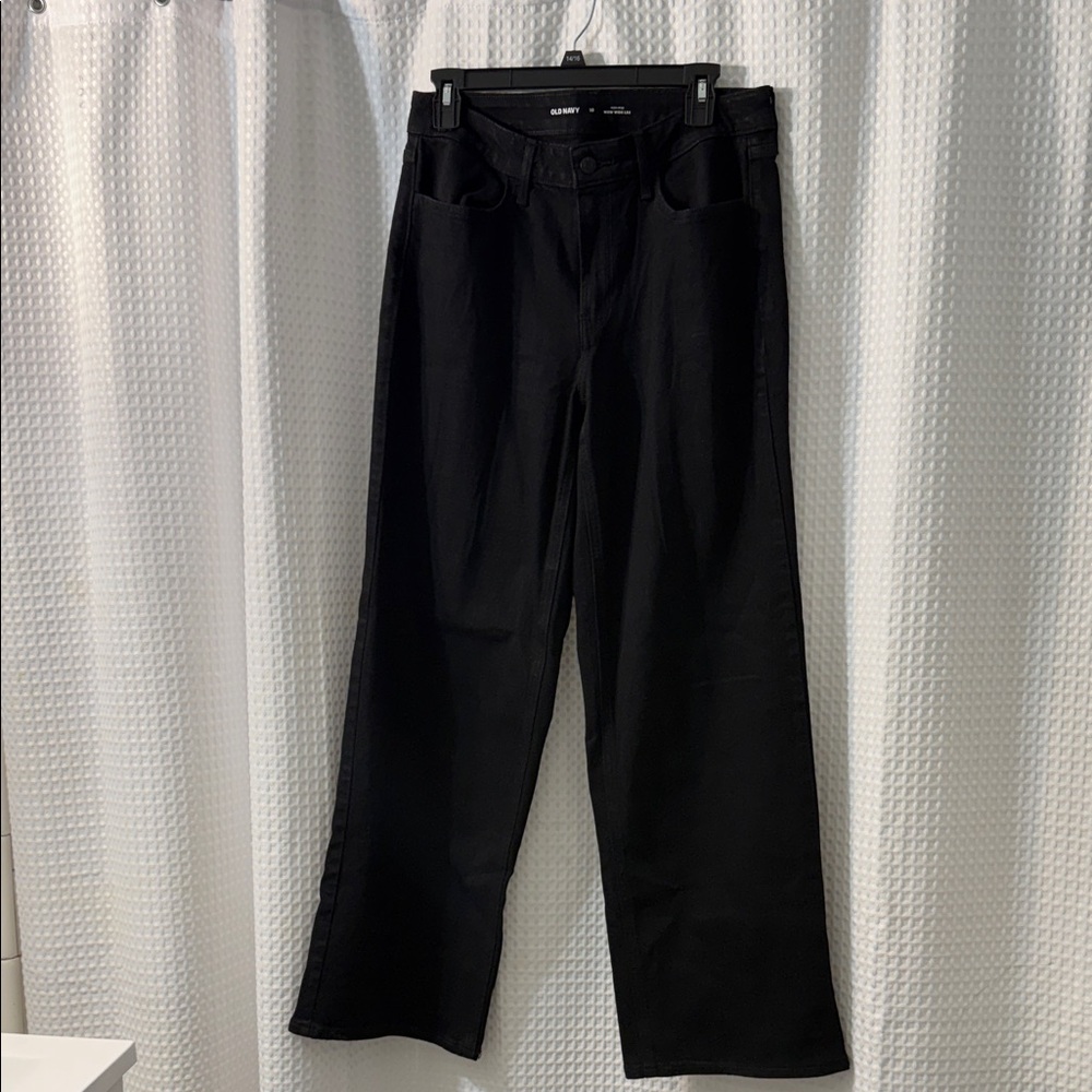 Old Navy Women’s Black High-Waisted Wow Wide-Leg Jeans Size 10 - Picture 2 of 9